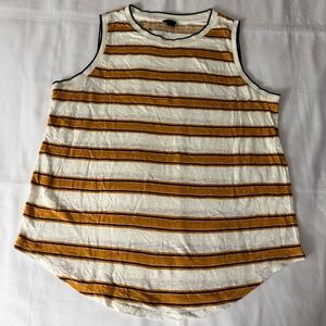 Ann Taylor 100% Linen Striped Rounded Hem Tank Top